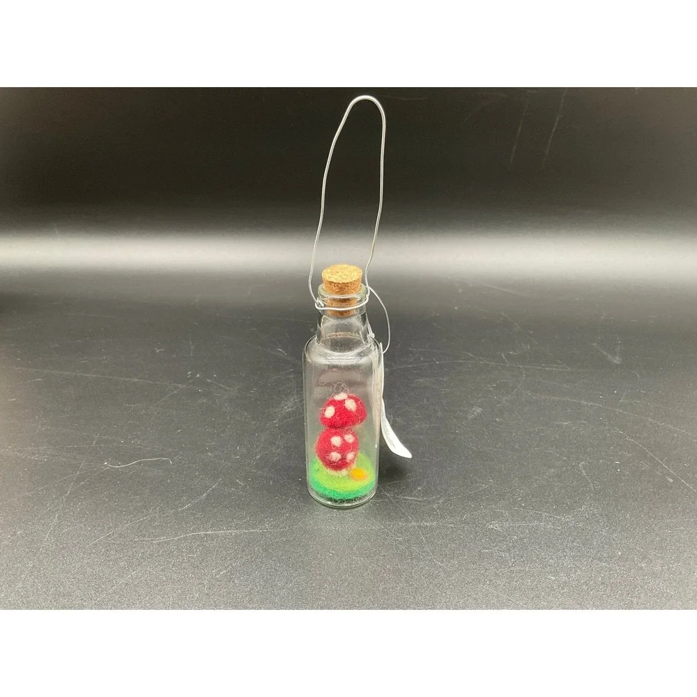 Handmade Felt Mushroom Fairy Bottle Ornament 4